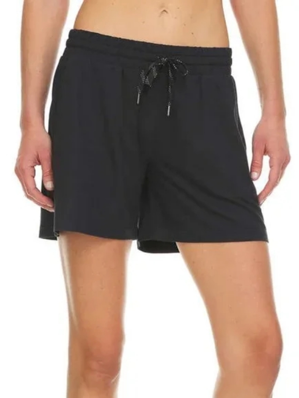 Pacific Trail Black NWT Women's Athletic Drawstring Shorts Zip Tech Pocket Med